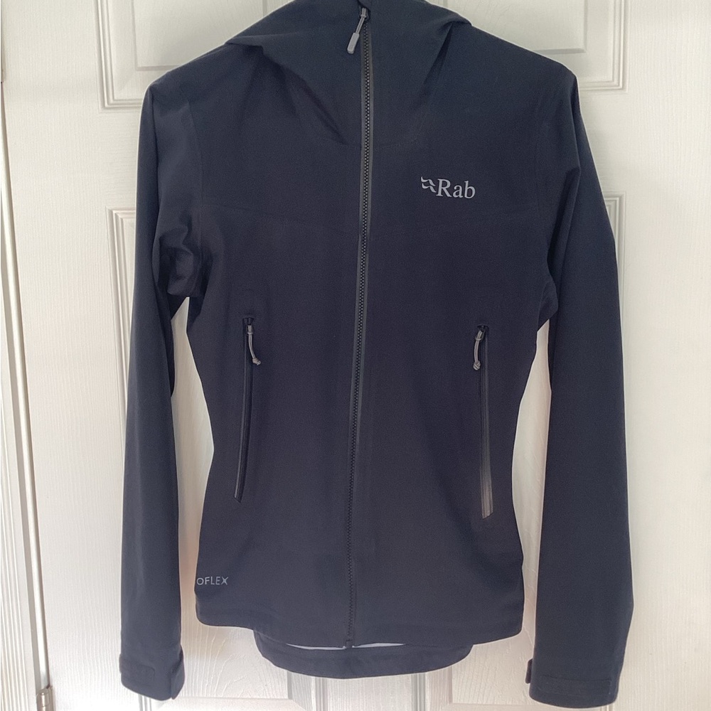 Rab Kinetic 2.0 Women’s XS Jacket, Black Proflex Hooded, Waterproof QWG-75